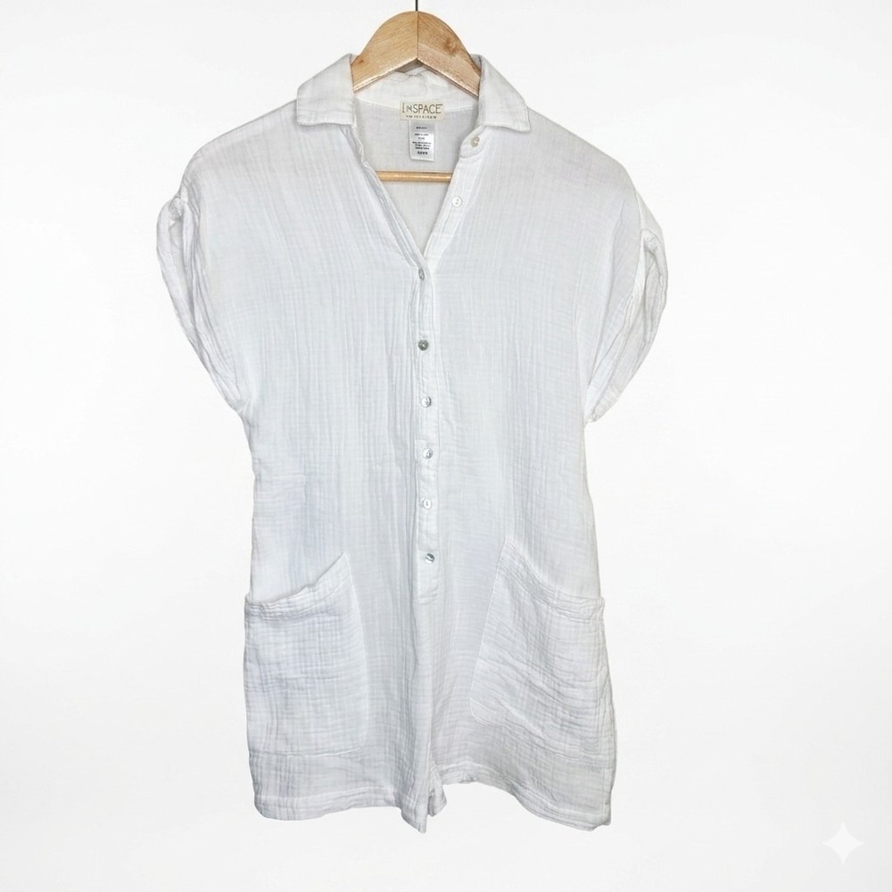 L*SPACE Women's Mica Gauzy Romper White Cotton Shortall Size XS